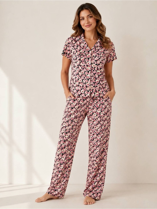 Lauren Ralph Lauren Other - Lauren Ralph Lauren Pajama Set Women Black Pink Floral Short Sleeve 2X NWT